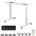 Donext スタンディングデスク 電動式昇降デスク 天板なし デュアルモーター 高さ調整可能 耐荷重100kg 人間工学 フック付き キャスター付き ホワイト