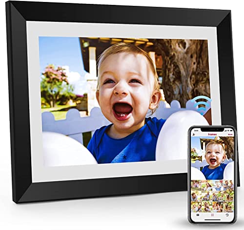 デジタルフォトフレーム RIAOURプレゼント 結婚記念日 誕生日 生活や子供記録 wifi 10.1インチ 人感センサー 写真動画再生/共有 1280*800 専門アプリ「Frameo 」 木目 16GBメモリ内蔵 壁掛け可 タッチ