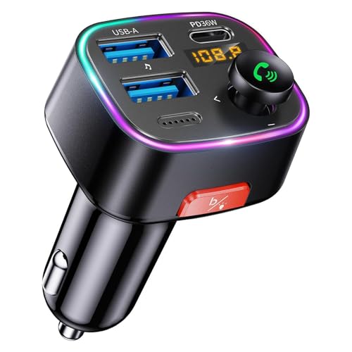 FMトランスミッター【Bluetooth5.4新登場】HUNDRUP 車載FMトランスミッター PD 36W+QC3.0急速充電 車載..