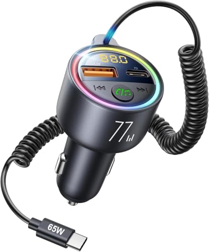 【進化モデル】FMトランスミッター bluetooth 車【急速充電 PD65W 対応 USB&Type-C QC3.0】Bluetooth5...