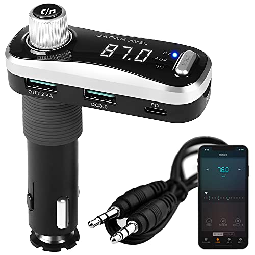 JAPAN AVE.(ジャパンアベニュー) FMトランスミッター Bluetooth 5.0 (最大48W急速充電 / ATSチップ搭載..