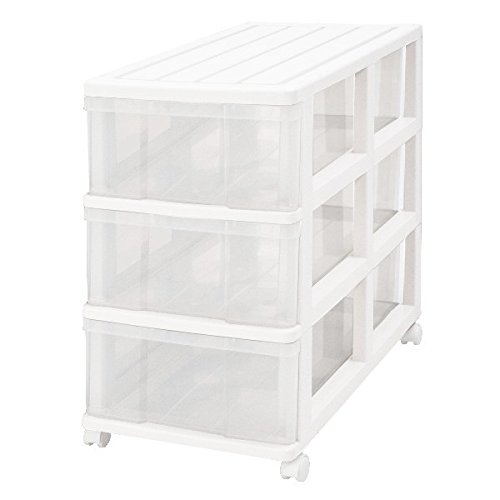 押入れ 収納ケース チェスト 浅型 引き出し 3段 ホワイト/クリア 日本製 MJ-C3-1WHC