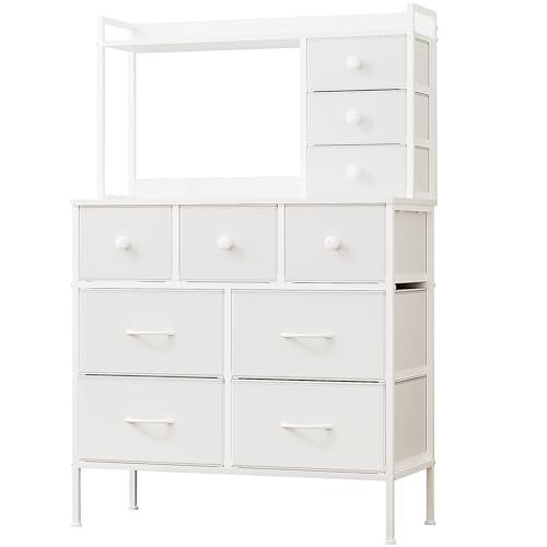 SINNONAKA 10杯ハイチェスト タンス 収納チェスト・ドレッサー/化粧台・テーブル 幅80cmマルチチェスト 収納棚 棚付き 布製引き出し 洋服・衣類収...