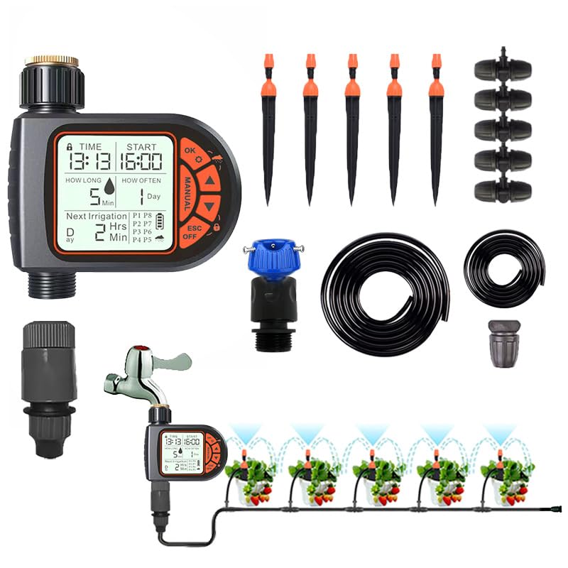 SKD 自動水やり器 スターターキット 8パターンタイマー 散水タイマー 自動散水 ガーデニング 鉢植え スプリンクラー 噴水 ミスト 灌漑 点滴 自動水やり機...