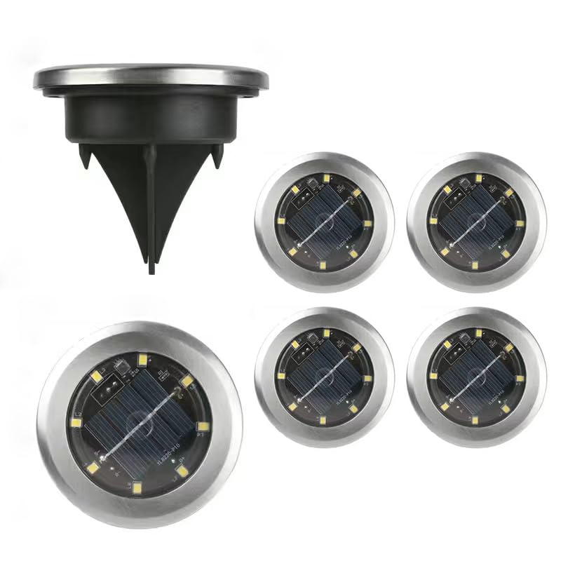 LITNOFAY 屋外 ソーラーガーデンライト 地中埋め込み型ソーラーライト 小型IP44防水8LEDガーデンライト ソーラー8LED 街灯間接照明 IP44防...