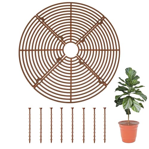 植木鉢グリッド 植木鉢カバー 直径30cm 土壌ガードカバー 丸型 中空 通気性 転倒防止 土壌プロテクター保護 猫犬対策 鉢カバー 掘りストッパー 保護ケース...