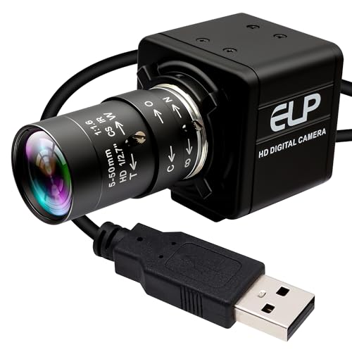 ELP USBカメラ 1080P 60fps 高速3Dプリンターウェブカメラ 10倍光学マニュアルクローズアップCSマウン..