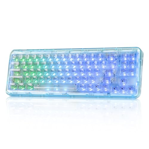 YUNZII X71 メカニカルゲーミングキーボード 透明キーキャップ 71キー 68%配列 ワイヤレス ホットスワップ対応 BT5.0/2.4G/USB-C ...