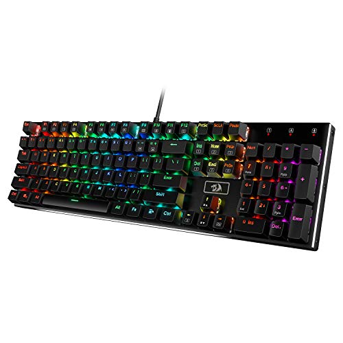 Redragon K556 RGB LEDバックライト付き有線メカニカルゲーミングキーボード、104キーホットスワップメカニカルキーボード、アルミニウムベース、...