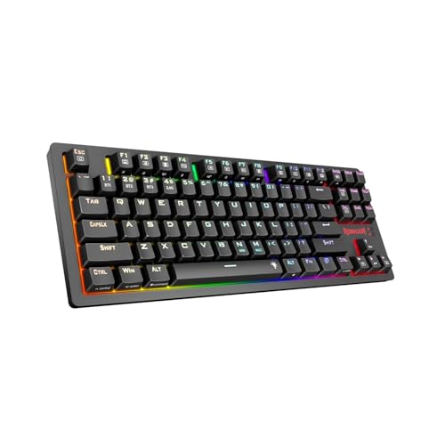 Redragon K598P-KBS ワイヤレス メカニカルゲーミングキーボード 青軸 テンキーレス 3モード接続 マクロ対応 RGBバックライト Bluetooth/2.4GHz/USB-C有線 87キー 3000mAh大容量バッテリー アンチゴースト