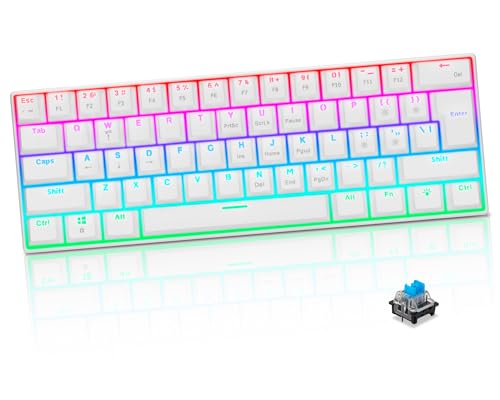 CHONCHOW ゲーミングキーボード メカニカルキ青軸 コンパクト RGBバックライト 61キー60％小型コンパクト設計 全キー防衝突デザイン 光るキーボード ps4/ps5対応 人間工学 Windows 10/8/7/xp/VISTA、Mac O