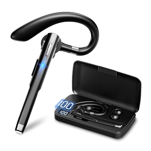 明誠 Bluetooth 5.3 ヘッドセット 片耳 ワイヤレスイヤホン 左右耳兼用 耳掛け型 ビジネスヘッドセット ノイズキャンセリング マイク内蔵 10時間...