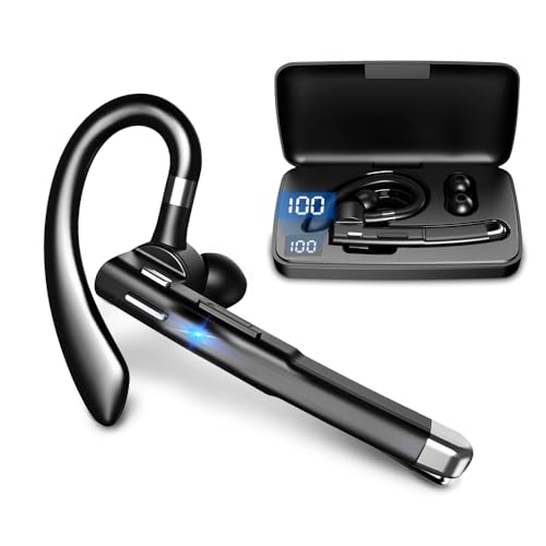 Bluetooth 5.3 ヘッドセット ワイヤレスイヤホン 片耳 左右耳兼用 耳掛け型 HiFi音質 ノイズキャンセリング マイク内蔵 ハンズフリー通話 LE...