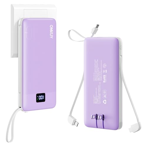 【OMKUY 新登場】モバイルバッテリー 大容量 コンセント 10000mAh 薄型(折り畳みコンセント一体式/パススルー/PD 20W&SCP22.5W急速充...