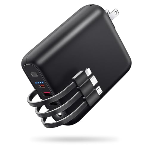 【2025業界新登場・15000mAh大容量】モバイルバッテリー 軽量 小型 バッテリー コンセント一体型 3本ケーブル内蔵 22.5W/PD20W 急速充電 ...