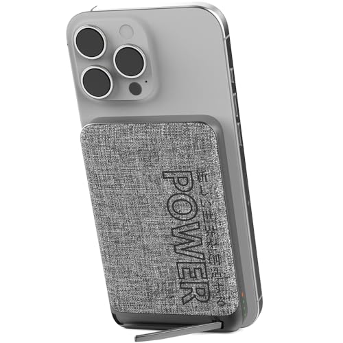 モバイルバッテリー 布地 MagSafe対応 PD20W急速充電 6700mAh 超薄15mm 軽量180g iPhone対応 ワイヤレス充電 スタンド付 PS...