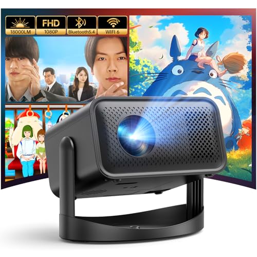 プロジェクター 家庭用【2025年新モデル 360°回転・18000LM・1080P・4K対応】天井投影可能 プロジェクター 小型 電動フォーカス 自動台形補正...