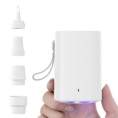 Dolado 空気入れ 電動ポンプ 電動空気入れ 空気抜き ポータブル 小型 エアーポンプ 高速充填 超軽量 最大空気圧5Kpa 低騒音 SOS/LED懐中ライト付き USB充電式 4種類のノズル付き 浮き輪 エアベッ