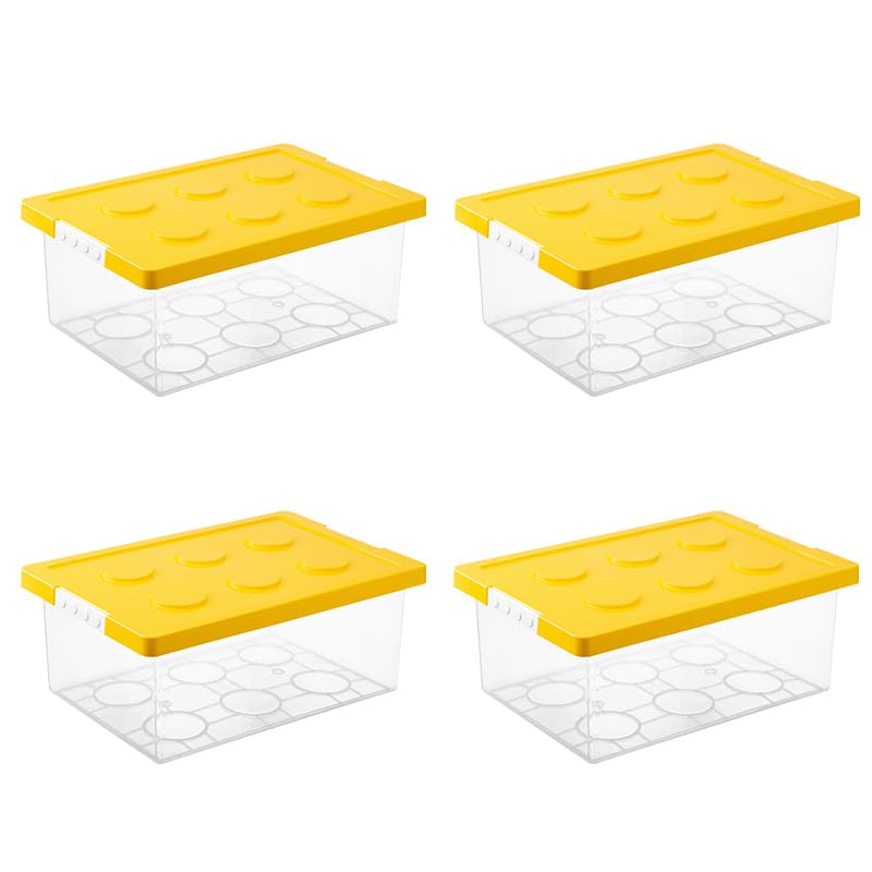 霜山 ブロック収納ボックスMサイズ 4個セット おもちゃ箱 おもちゃ収納ケース 積み木ケース 子供 積み..