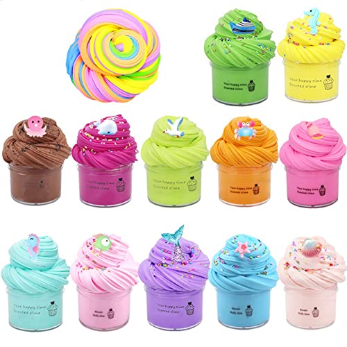 スライムキット スライム バター 12個セット 子供のための超柔らかくて粘着性のないDIYスライム おもちゃ ふわふわ フルーツ 粘土 クラウドスライム フリー...