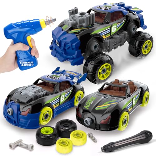 REMOKING 大工 おもちゃ 3IN1 車おもちゃ 組み立て おもちゃ モンテッソーリ 音と光と手遊びいっぱい 知育玩具 工具 おもちゃ 想像力/創造力 集中力 3 4 5 6 7 8 歳 男の子女の子 プレゼント 子供お