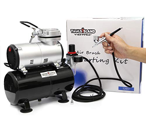 ツールズアイランド(Toolsisland) エアブラシ コンプレッサー オイルレスエアコンプレッサー 静音 簡易日本語説明書付 【スターティングキット/3Lタ...