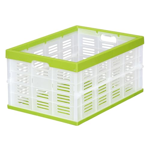 JEJアステージ 折りたたみ式コンテナ グリーン W約35×D約49×H約25.2(折りたたみ時5.6)cm 工具類 整理 ..