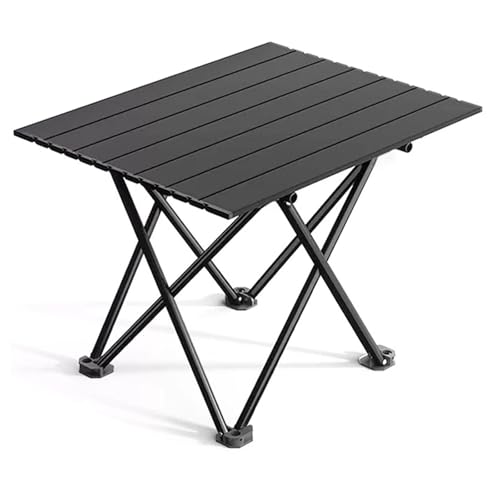 JPSunBloom キャンプテーブル 折りたたみ式 アルミ ロールテーブル コンパクト 超軽量 アウトドア ハイキング BBQ バッグ付き 耐荷重40kg ソロキャンプ 組み立て簡単 収納袋つき (ブラック, M)