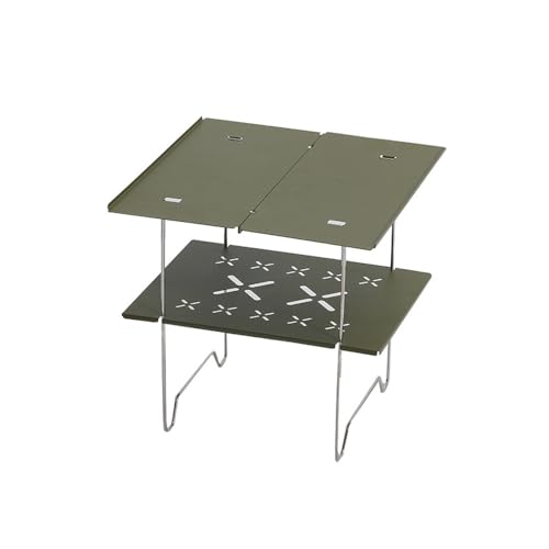 Kadahis アウトドア テーブル ミニ 折りたたみ 2段 テーブル 軽量 ピクニック バーベキュー キャンプ用品 収納袋付き 携帯便利 (アーミーグリーン)