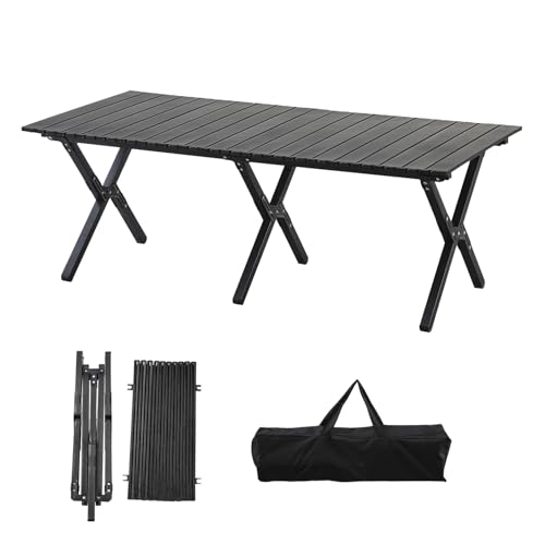TAO ONE アウトドアテーブル 120x60x44cm キャンプテーブル アルミ ロールテーブル 折りたたみテーブル 持ち運び テーブル 軽量 コンパクト ...