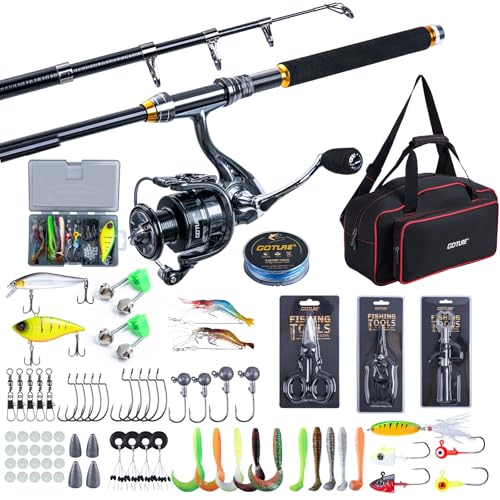 Goture 海竿セット 2.1M ??セット スピニングリール付き 初心者向け 防水収納バッグ 日本語説明書付属 ..