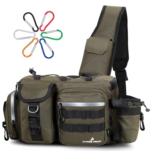 PYKES PEAK (パイクスピーク) 釣り バッグ フィッシングバッグ タックルバッグ ランガンバッグ 2サイズ 5色 防水ジッパー 大容量 カラビナ6個 ...