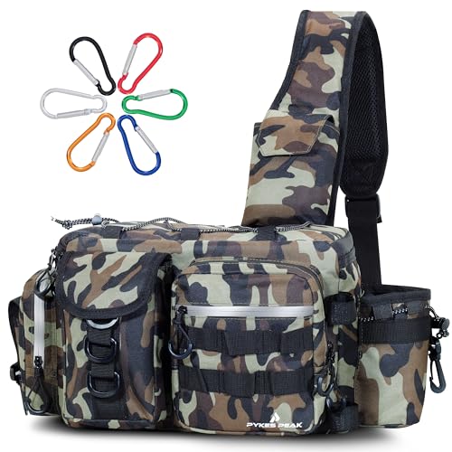 PYKES PEAK (パイクスピーク) 釣り バッグ フィッシングバッグ タックルバッグ ランガンバッグ 2サイズ 5色 防水ジッパー 大容量 カラビナ6個 ...