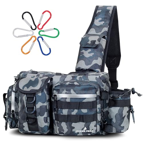 PYKES PEAK (パイクスピーク) 釣り バッグ フィッシングバッグ タックルバッグ ランガンバッグ 2サイズ 5色 防水ジッパー 大容量 カラビナ6個 ...