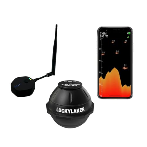 LUCKYLAKER 魚群探知機 ポータブル ワイヤレス Wi-Fiスマホ連動アプリ 魚探 投げ釣り ワカサギ バス釣..