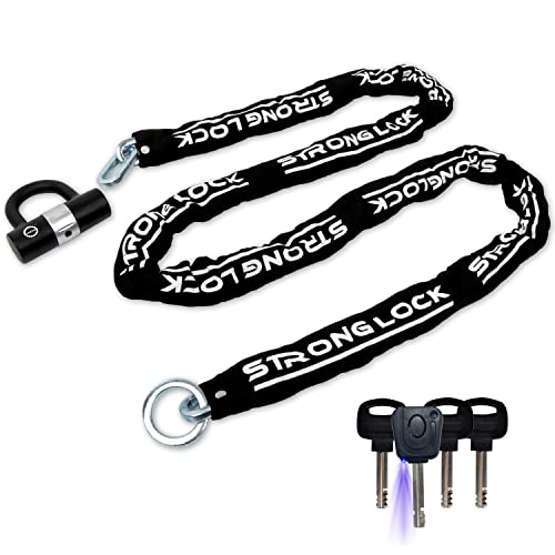 AKM バイクロック【高い耐切断性】極太チェーンロック φ(直径)10mm×2500mm U字ロック付き 自転車原付オートバイク