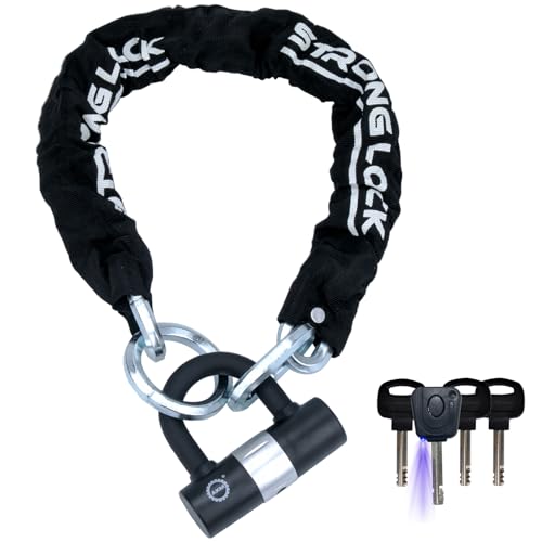 AKM バイクロック【高い耐切断性】極太チェーンロック φ(直径)12mm×900mm U字付き 自転車原付オートバイク