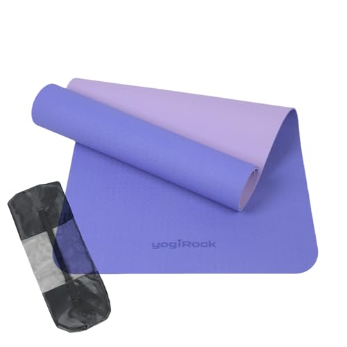 yogiRock (ヨギロック) ヨガマット 145 ×61cm 小さめ TPE 6mm 滑り止め 袋付 セット トレーニングマッ..