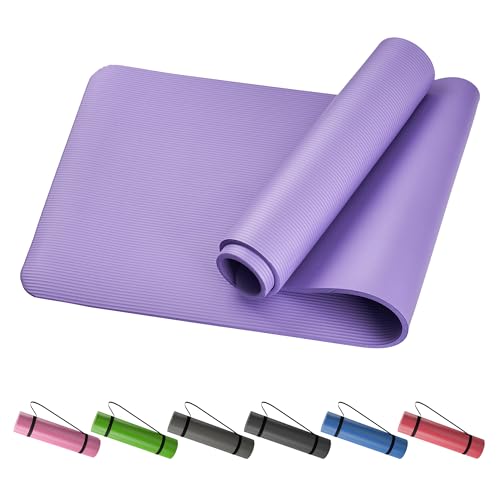 VECELO ヨガマット 10mm厚 手首・膝を守る高弾性マット 滑り止め加工・防音・水洗い可能 ピラティス/筋トレ/ストレッチ用 軽量バンド付き 183×61...