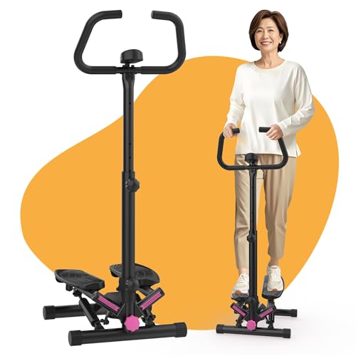 I-uki Sport 健康ステッパー 組立簡單 足踏み健康器具 ツイストエアロステッパー 静音 負荷調整付き モニター/ハンドル/専用パワーバンド付き 踏み台...