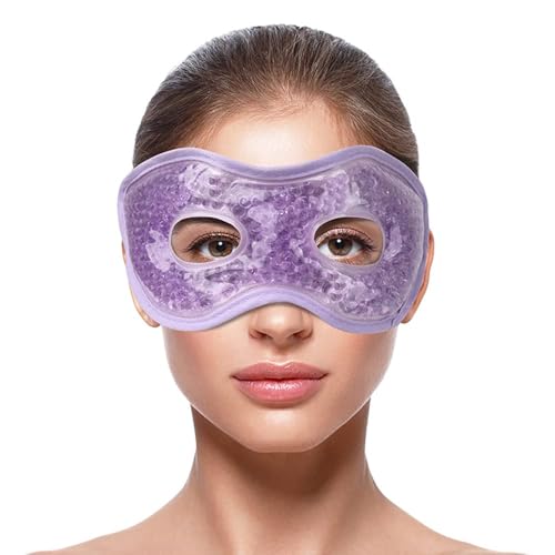 NEWGO 冷却アイマスク 温冷両用 クールアイマスク 電子レンジ用アイマスク ジェルアイマスク 目をリラックス 目の疲れを和らげる 睡眠補助 再利用可能 洗濯可能 - パープル