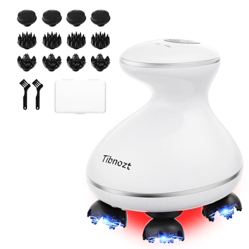 Tibnozt EMS ヘッドスパ 電動頭皮ブラシ【2024新登場】頭皮エステ スカルプケア フェイスケア 美容家電 IPX7防水 3D振動 広範囲赤色LED 収納ケース付き コードレス 小型化 静音 お風呂 乾湿両用 全