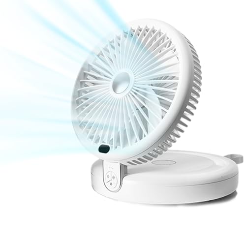 sumiren サーキュレーター 扇風機 DCモーター 静音 強力送風 5000mA大容量 折りたたみ式 LEDライト機能付き LED3調節可能 卓上扇風機 左...