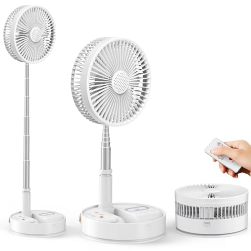 【自動首振り＆最長35時間稼働】折りたたみ 扇風機 サーキュレーター 扇風機 兼用 10800mAh大容量 dcモーター搭載・静音設計 383-1020mm高さ調整伸縮式 コードレス・USB充電 タイマー付きリモコ