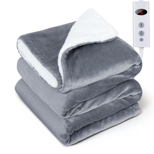 GOHHME 電気毛布 掛け敷き兼用 190×130cm 電気毛布 掛け【大きめサイズ＆10段階温度調整＆ 9つタイマー機能 】 電気ひざ掛け 恒温加熱 電気ブランケット フランネル ふわふわ 丸洗い可 5分速暖