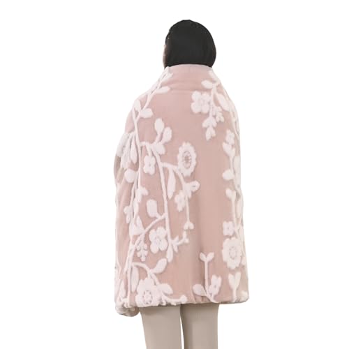 lattefine 2枚合わせ 毛布 ひざ掛け 厚手 マイクロファイバー 肩掛けブランケット ひざかけ 暖かい 極温 あったか 静電気防止 洗える 抗菌防臭 四季適用 キャンプ 掛け毛布 (ピンク・100X145cm)