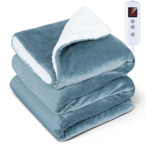 GOHHME 電気毛布 掛け敷き兼用 電気ひざ掛け 140×80cm 電気ブランケット 【両面使用可能フランネル＆厚手生地】6段階温度調節 5段階タイマー機能 こたつ布団 毛玉なし 敷きかけ兼用 ふわふわ