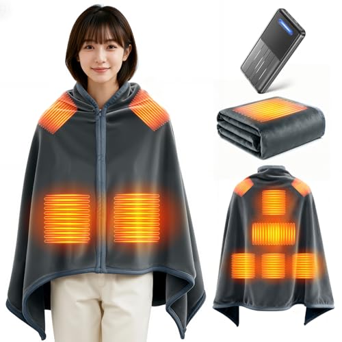 電気毛布 掛け敷き兼用 【2025新登場 9箇所発熱 143×88cm大判】 USB/DC給電 電気ブランケット 電気ひざ掛け 22800mAhバッテリー付 3段階温度調節 MAX65℃ 日本製ヒーター 6Hタイマー 肩掛け 膝掛け 敷