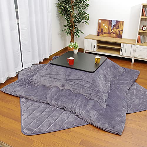 D・SERIES こたつ3点セット こたつ布団 正方形 こたつ台 ブラック 60×60cm + 掛け布団 170×170cm ＋ 敷き布団 145×145cm Dフランネル ブルー