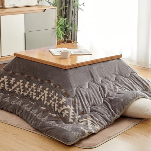 Keusnix こたつ布団 正方形 190×190cm 単品売り 発熱綿使用 高密度フランネル こたつ掛け布団 リバーシブル 両面使える 高い保温性 ふわふわ ...